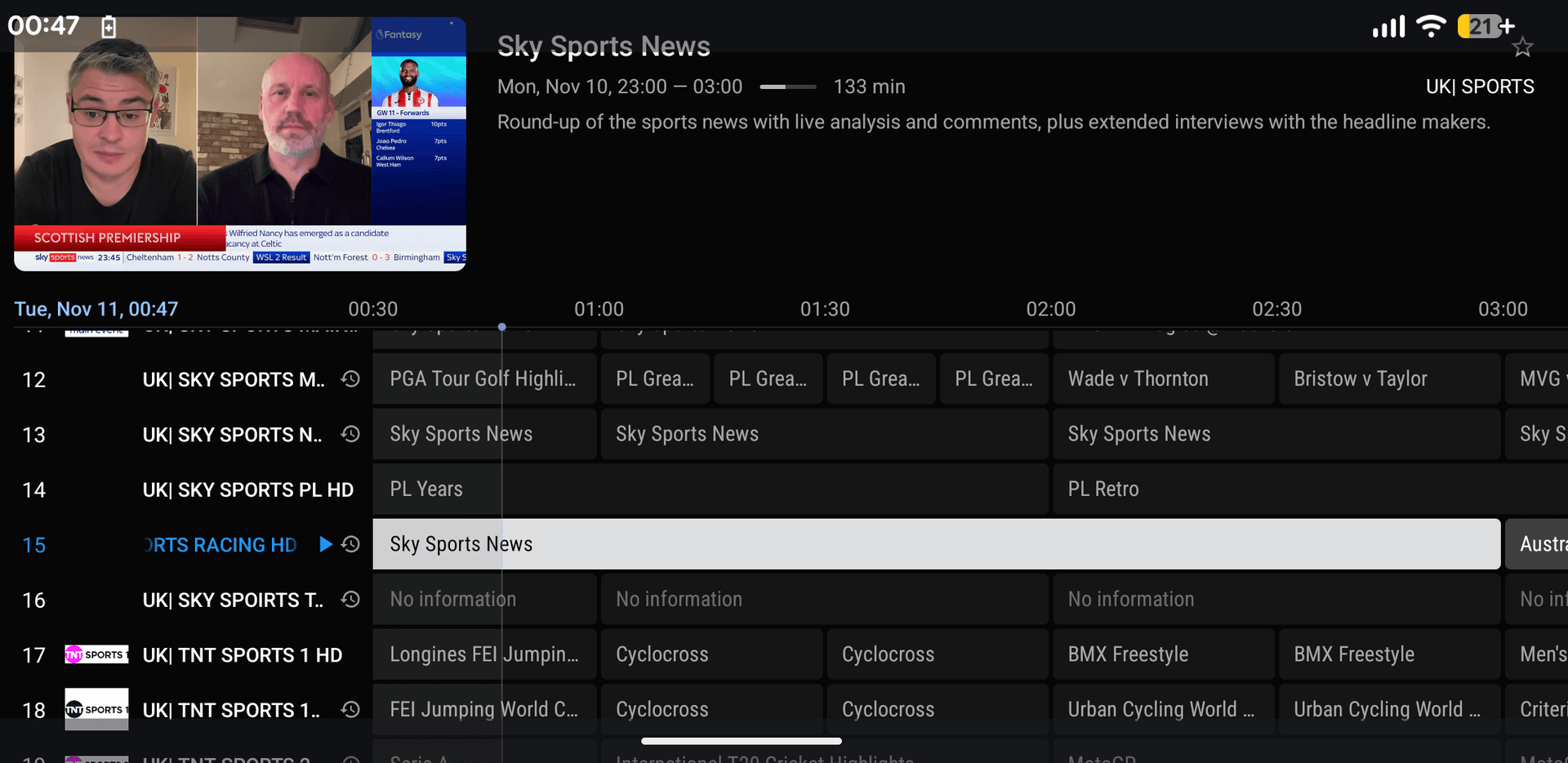 Live EPG - iboMate.TV #1 interface